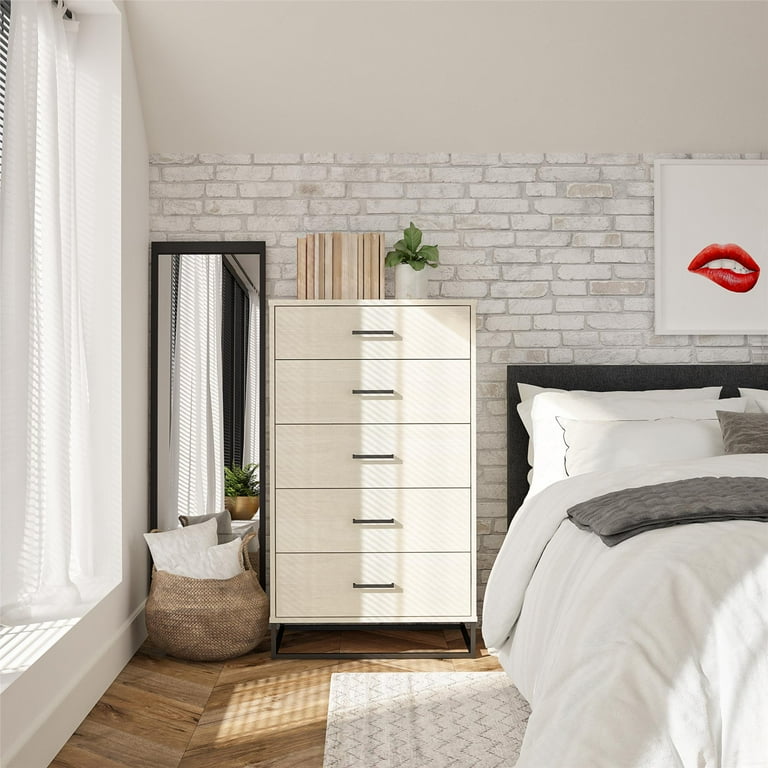 Novogratz Kelly 5 Drawer Dresser, Ivory Oak - Walmart.com