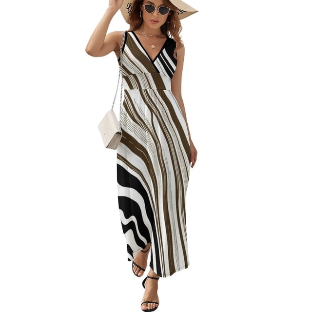 Irregular Stripe Vestido Sin Mangas Vestidos Para Mujer, Vestido Suelto De Verano 2025