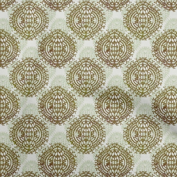 oneOone Silk Tabby Olive Green Fabric Asian Block Fabric For Sewing Printed Craft Fabric By The Yard 42 Inch Wide