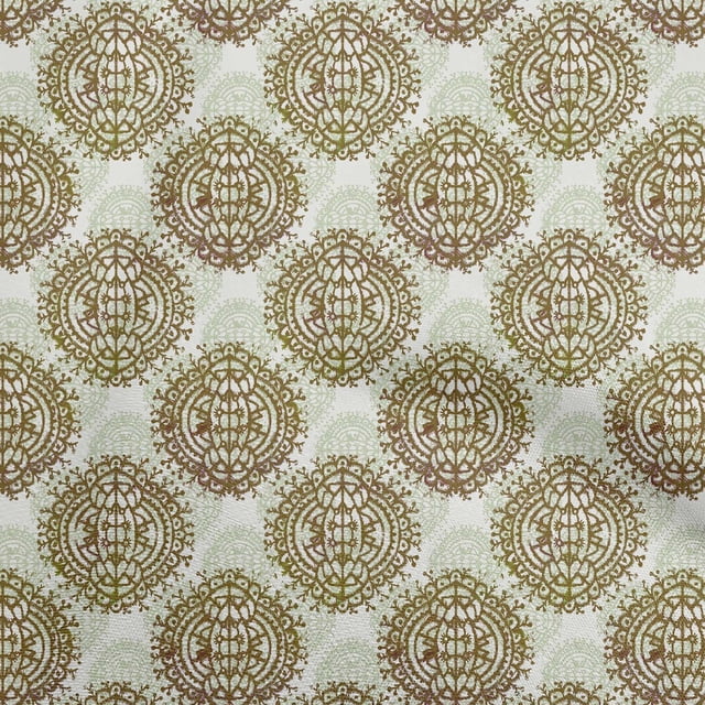 oneOone Polyester Spandex Olive Green Fabric Asian Block Craft Projects Decor Fabric Printed By The Yard 56 Inch Wide