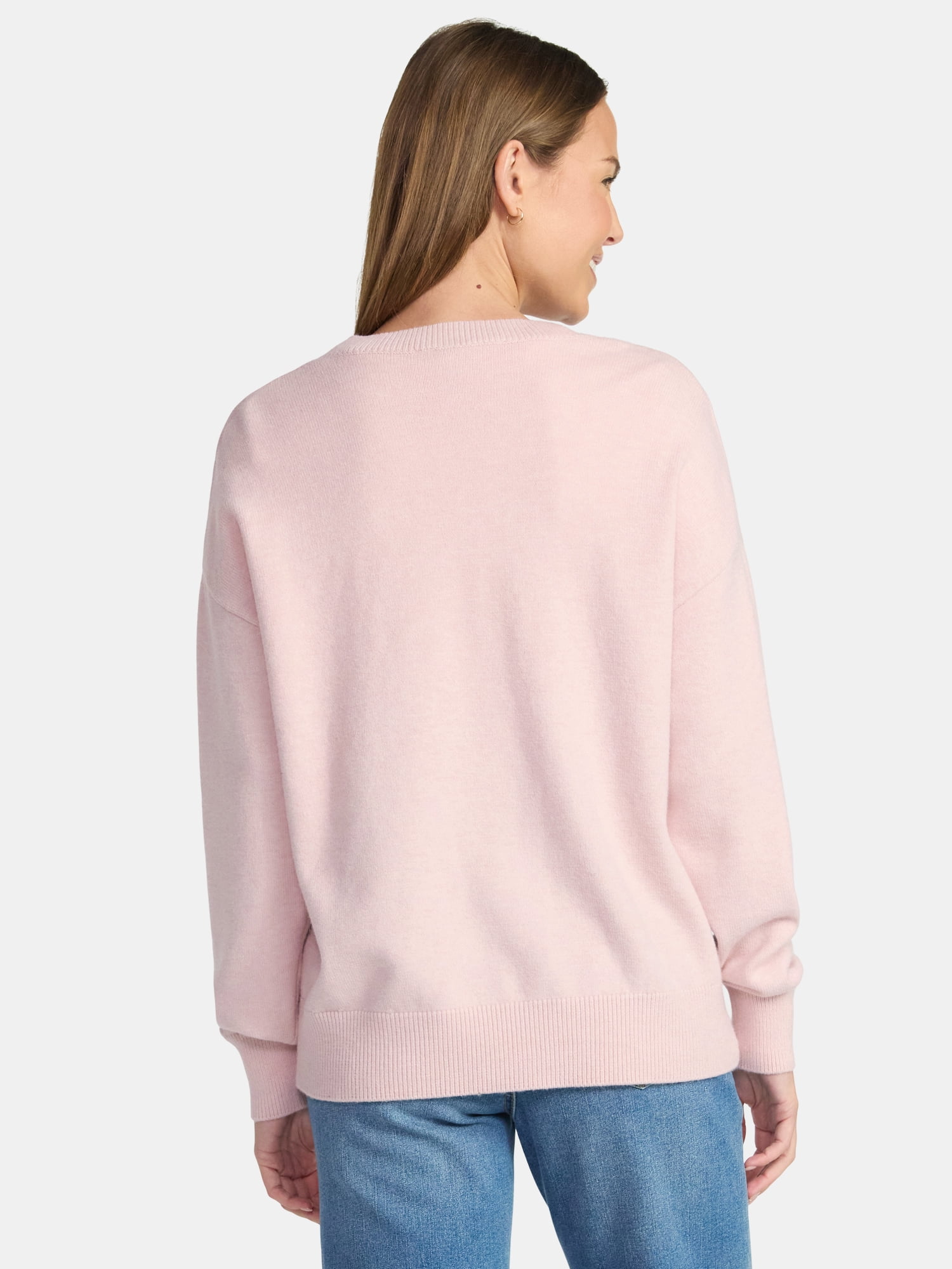 Time and Tru Women's V Neck Pullover Sweater, Lightweight, Sizes XS-XXXL