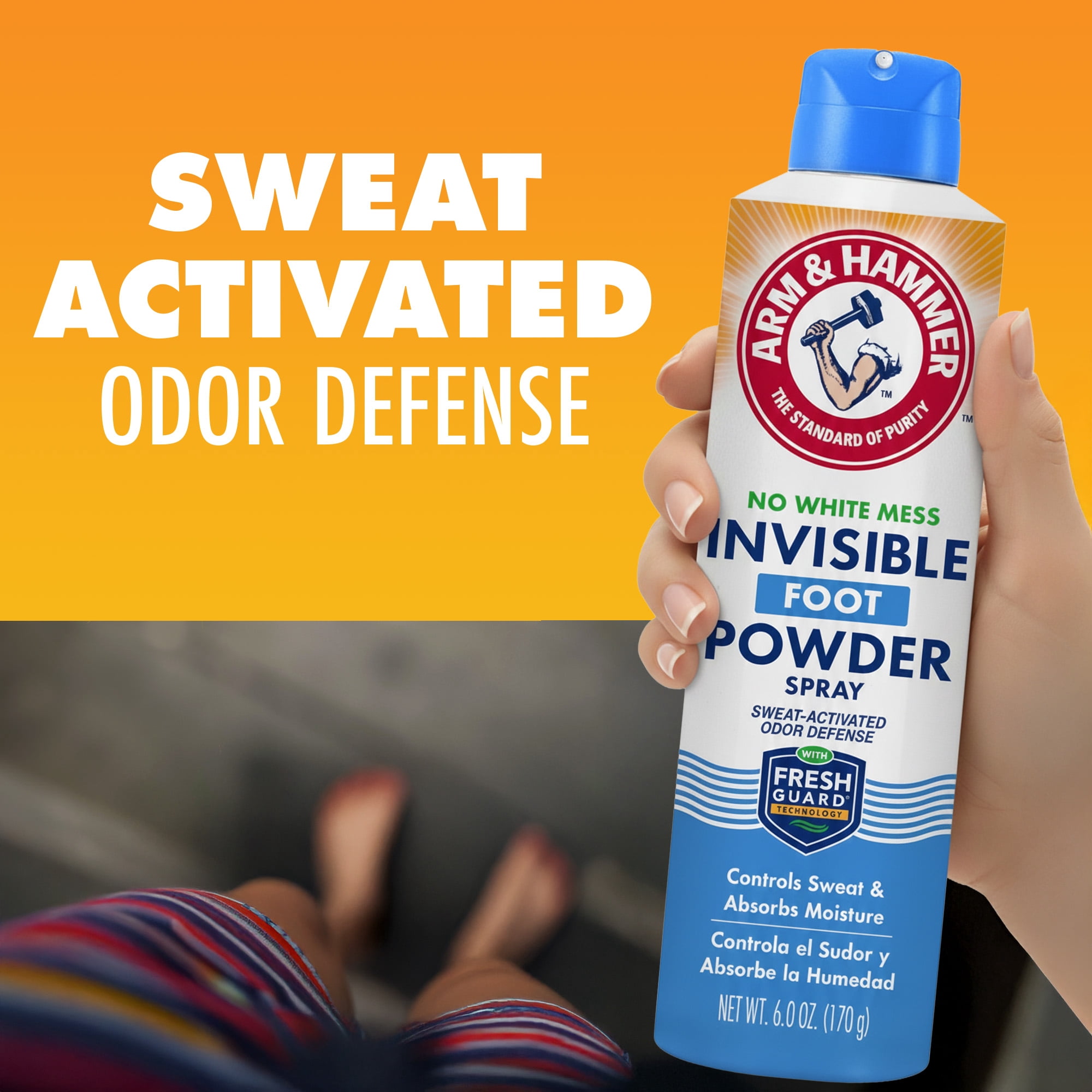 Arm Hammer Invisible Foot Powder Spray for Odor Control, 6 oz