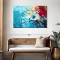 thumbnail image 3 of Elephant Stock Red And Blue Abstract Wall Art - Horizontal Canvas Wall Art - Living Room Wall Decor - Abstract Canvas - Blue And Teal Decor - 45" x 30", 3 of 8