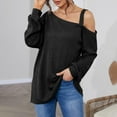 thumbnail image 2 of Timegard Tops for Women Cold Shoulder Long Sleeve Blouse Fall Dressy Casual Loose Tee Tops Solid Color, 2 of 4