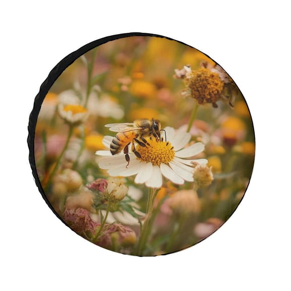 Happy Cute Bees Spare Tire Cover,Universal Wheel Tire Cover for Trailer, RV, SUV, Truck,Camper And Many Vehicle,Weatherproof Tire Protectors