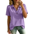 thumbnail image 2 of TGSLY Women's Work Golf Shirts Soft Breathable Collared Short Sleeve Tops Relaxed Dressy Casual Half Button Down Solid Color Blouses XXL, 2 of 7