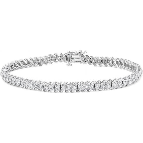 MyDiamondBox 1 Carat Total Weight (cttw) 10K White Gold Diamond Tennis Bracelet for Women and Girls