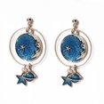 thumbnail image 2 of Pendientes de borlas Pendientes Blue Star Planet Pendientes largos asimétricos Pendientes de nicho, 2 of 5