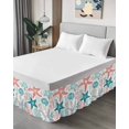 thumbnail image 4 of Red Teal Starfish Coastal Wrap Around Bed Skirts for California King Bed 18" Drop,Bed Skirt with Adjustable Elastic Belt Dust Ruffle Bed Valance Summer Beach Nautical Coral Sea Bed Frame Cover, 4 of 7