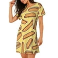 thumbnail image 2 of Logiee Hot Dogs Print Nightgowns for Women,Soft Short-Sleeved Lightweight Sleepwear, Loose Sleepshirts, 2 of 6