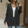 thumbnail image 2 of Cardigan Sweaters for Women Lightweight Casual Knit Solid Color Open Front Top Casual Knitted Lounge Sweater Coat (Black L), 2 of 2