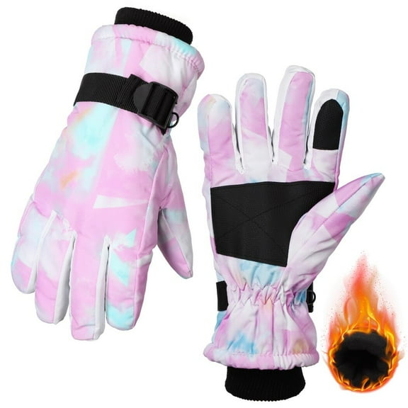 Women's Touchscreen Winter Ski Gloves, Warm Water-Proof Gloves, Bike Riding Skiing Hiking Motorcycle Outdoor Activity Gloves for Women Girls(Pink)