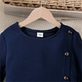 thumbnail image 6 of RUTAYY Children Girls Dress Long Sleeve Solid Color Round Neck Side Button Dress Classic Trendy Dresses, 6 of 9