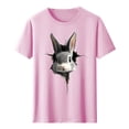 thumbnail image 3 of Tops de Cuello Alto para las Mujeres Amante Impreso Camiseta Cuello Redondo Manga Corta, Poliéster Spandex, 3 of 7