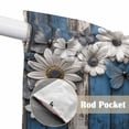 thumbnail image 2 of Blue White Daisy Kitchen Window Curtains, Swag Curtains Valance for Bedroom Living Room Bathroom, Vintage Farmhouse Butterfly Floral Wood Rod Pocket Window Curtain Block Drapes 2 Panels 36"x36", 2 of 9