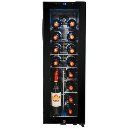 AKDY 20 Bottle Touch Panel Single Zone Chrome Wire Shelves Freestanding Wine Cooler