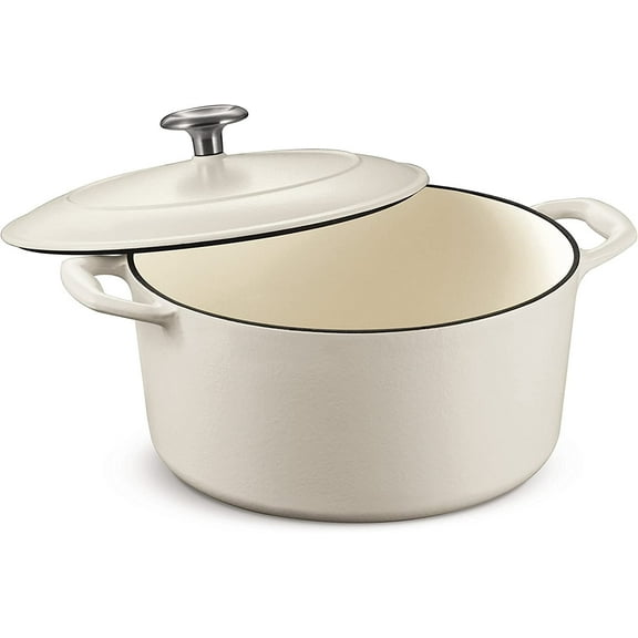 Tramontina Bestow 5.5-Quart Enameled Cast Iron Round Dutch Oven with Lid, Porcelain Enamel Finish, Matte White, Oven-Safe
