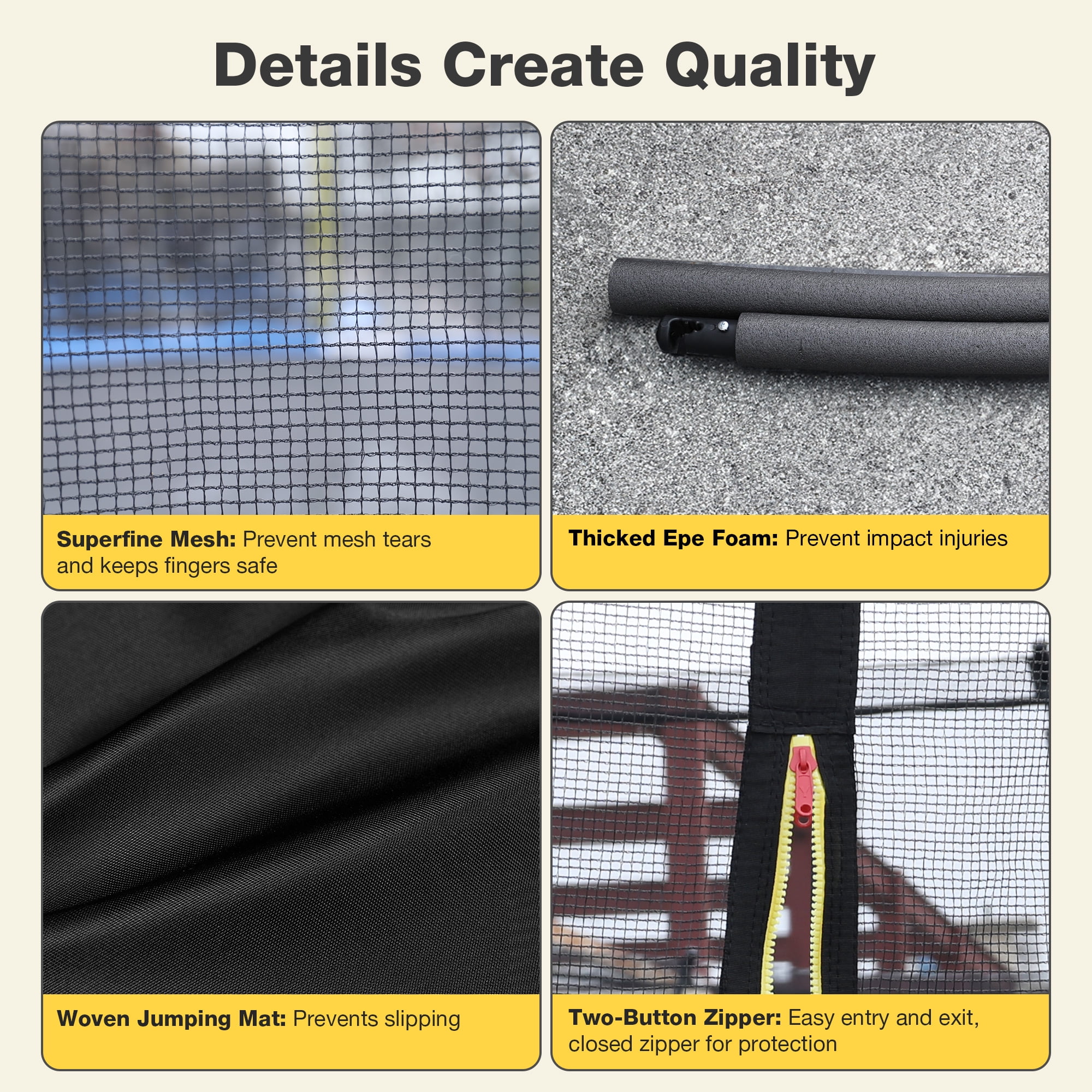 FUNTOK Trampoline 10FT 12FT 14FT Trampoline with Enclosure Net for Kids Adults, 600 LBS New Upgraded Recreational Backyard Trampolines with Waterproof Jump Mat Ladder for 3 Person