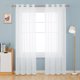thumbnail image 1 of Cortinas Deconovo de algodón sintético indio, blancas, con lunares bordados y bolsillo para varilla, 132 cm de ancho x 244 cm de largo, blancas, 1 par, 1 of 5