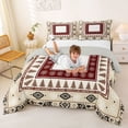 thumbnail image 3 of jejeloiu Cabin Snowflake Full Size Comforter Sets,Lodge Pattern Bedding Comforter Set For Boys,Beige Red,Light Gray Reversible,3 Pieces,1 Comforter and 2 Pillowcases, 3 of 7