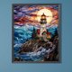 thumbnail image 3 of Pintura de diamante 5D DIY Kit de vidrieras de faro de taladro redondo completo 40x50cm, 3 of 9