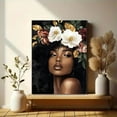 thumbnail image 6 of Black Woman Floral Canvas Wall Art，Perfect for Living Room， Bedroom， Bathroom， Office， and Dining Room Decoration., 6 of 8