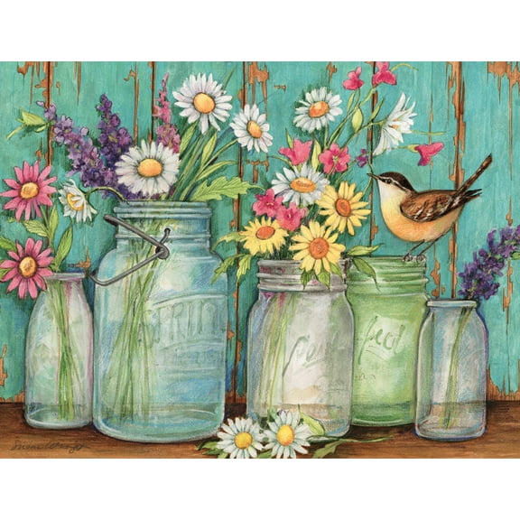 LANG Flower Jars Boxed Note Card, Linen Embossed, 13 Piece