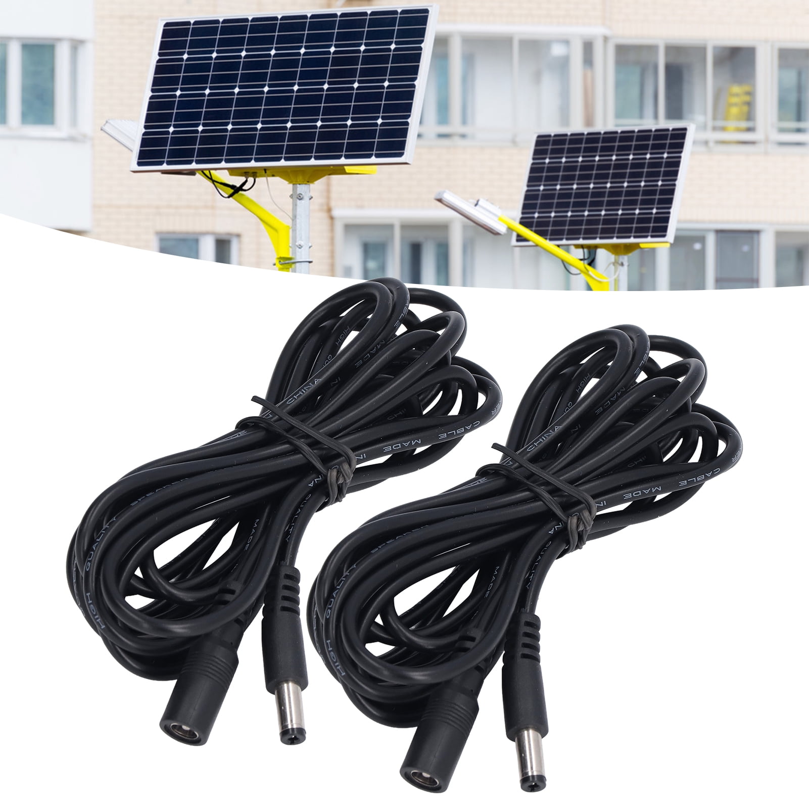 Brrnoo Solar Light Extension Cord,Power Extension Cord,2Pcs LED Solar Light Extension Cord Monitoring Power Connection Cable 5.5x2.1mm DC12V 24V