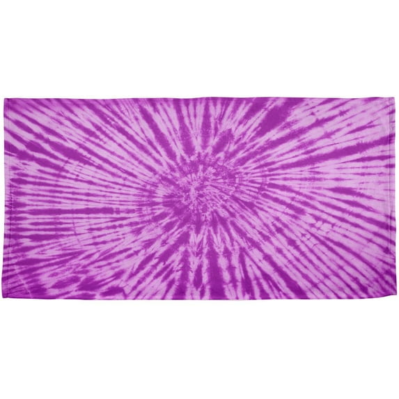Purple Tie Dye All Over Plush Beach Towel