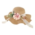 thumbnail image 2 of Sombrero de paja DIY con flores artificiales, transpirable, para uso doméstico, para niñas, vacaciones, manualidades, para exteriores, a moda, Estilo F, 2 of 9