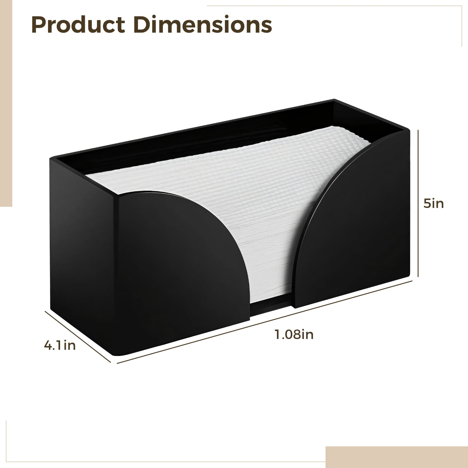 2 PCS Black Acrylic Paper Towel Dispenser, Countertop Napkin Holders, Tabletop Paper Towel Organizer, Folded Paper Towel Holder Napkin Container Dispenser for Kitchen Bathroom Office