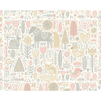 Origin Peach Scandi Forest Animals Wall Mural