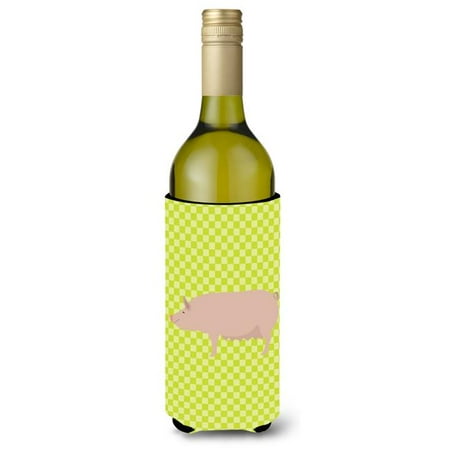 

English Large White Pig Green Wine Bottle Beverge Insulator Hugger
