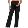 thumbnail image 3 of Eltusu Women Maternity Flare Leggings, Cotton Stretchy Soft Comfort Leggings over the Belly Black Size L, 3 of 4