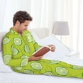 thumbnail image 4 of Mens Pajamas Set, Cute Limes Forest Green Button Down Long Sleeve Loungewear Sleepwear Pjs sets for Men, 4 of 5