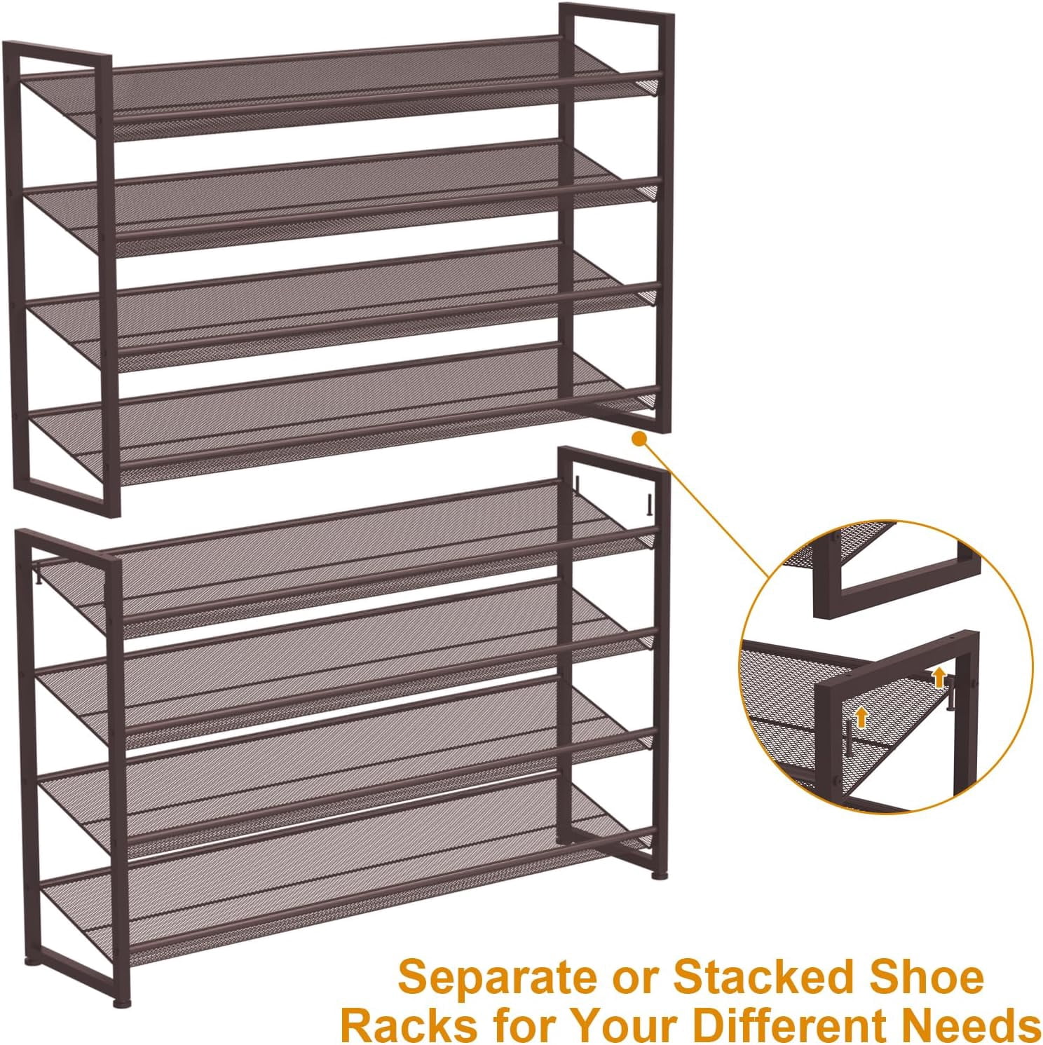 NEYCIL Large Shoe Rack, 8 Tiers Heavy Duty Metal Shoe Storage Rack for Closet Front Door Entrance, Up to 50 Pairs, Bronze
