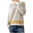 thumbnail image 2 of Sakmal Oversized Sweaters for Women 2025 Knit Yellow Cotton Pullover Tops Crew Neck Graphic Casual Sweaters for Women, 2 of 6
