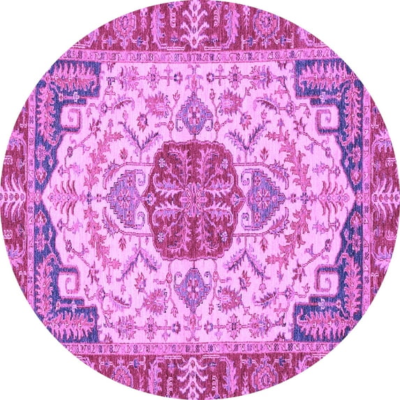 Ahgly Company Indoor Round Abstract Purple Modern Area Rugs, 5' Round