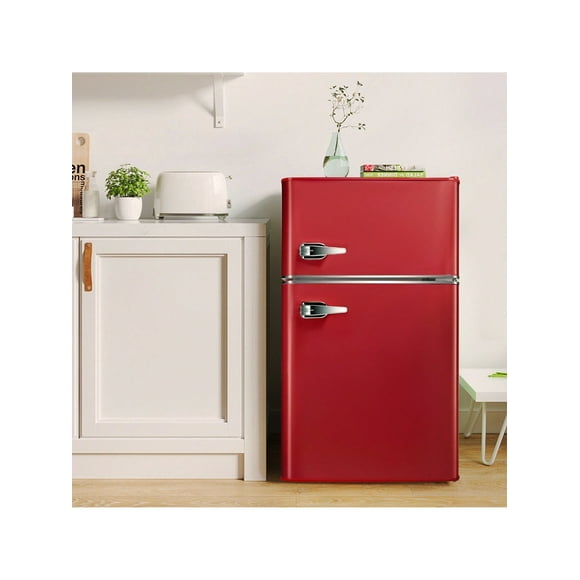 3.2 Cu.Ft Mini Fridge With Freezer, Double Door Compact Refrigerator, Retro Mini Refrigerator For Dorm, Office, Bar, RV, Bedroom(Green)