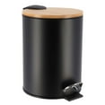 thumbnail image 2 of Black Trash Can with Bamboo Lid and Pedal, 2.5L Capacity, 2 of 7