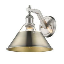 3306-1W PW-AB Golden Lighting Orwell - 1 Light Wall Sconce-9.63 Inches Tall and 10 Inches Wide-Pewter Finish-Aged Brass Shade Color