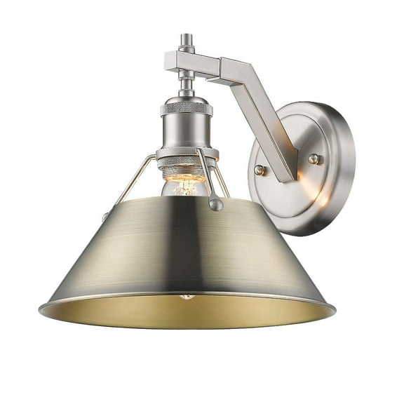 3306-1W PW-AB Golden Lighting Orwell - 1 Light Wall Sconce-9.63 Inches Tall and 10 Inches Wide-Pewter Finish-Aged Brass Shade Color
