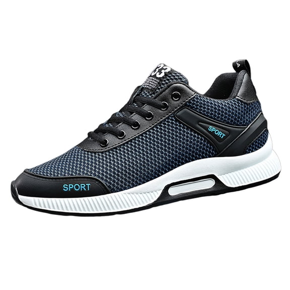 Mens Shoes,Elevator Casual Sneakers Lightweight Breathable Mesh Trainers Lace Up Sports Footwear With Hidden Lift Heel Height Increase,Shoes for Men,Dark Blue,6.5