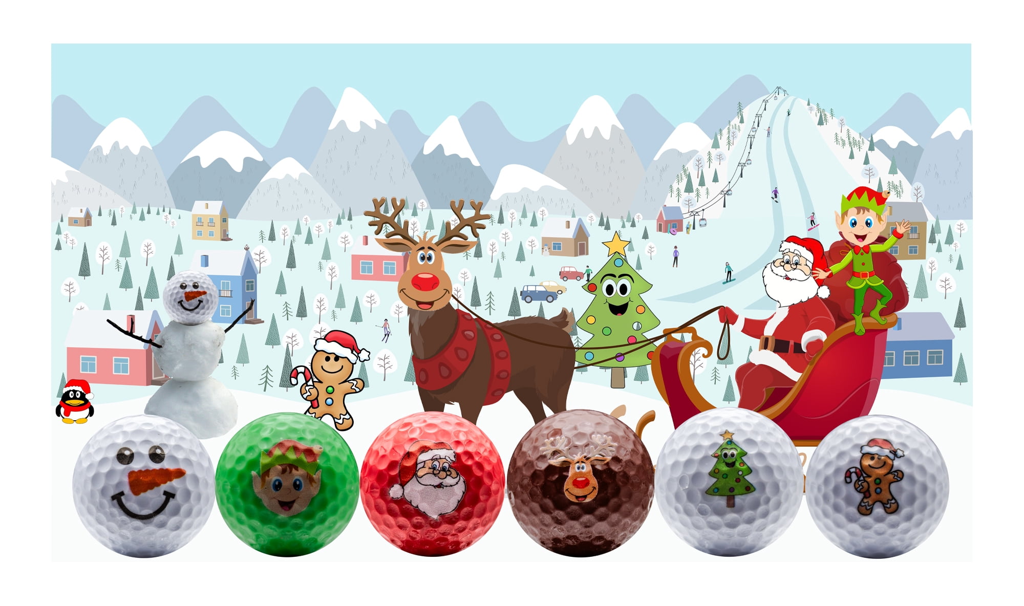 Christmas Variety Golf Balls 12 Pack by GBM Golf