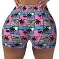 thumbnail image 2 of Fuzoiu Hawaii Palms Print Women's Workout Shorts,Workout Biker Shorts Women,Exercise Fitness Shorts,Scrunch Short, Athletic Shorts for Gym Yoga Running Sport Active-Medium, 2 of 8