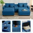 thumbnail image 2 of LOYALICE Sectional Sofa with 2 Ottomans, 111.8" U-Shaped Modern Modular Couch, Oversized Corduroy 4 Seat Sofa with Storage Box, USB & TYPE C Port and Two Cup Holders for Living Room, Navy, 2 of 8