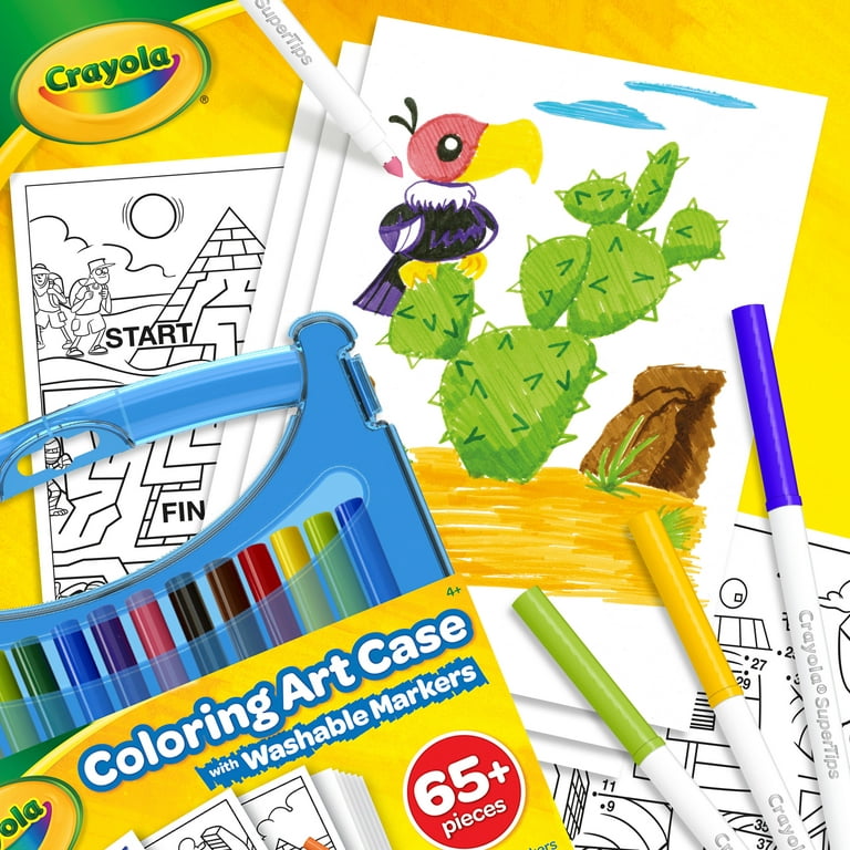 Crayola Create & Color Super Tips Marker Kit, 25 Markers and Pages, Plastic  Storage Case, Child