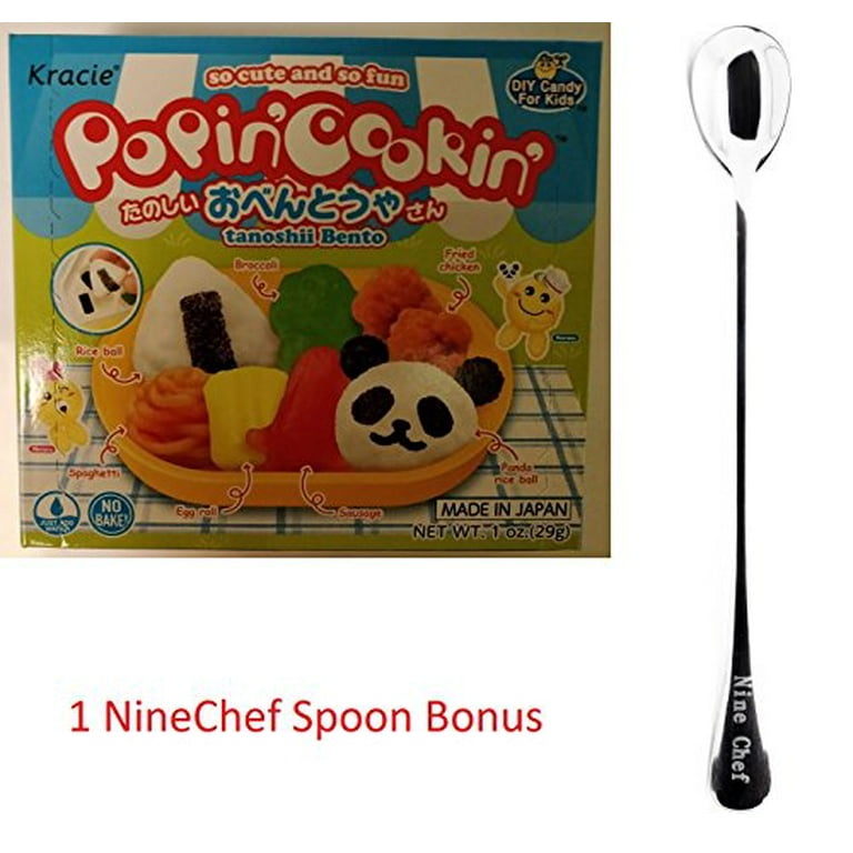 NineChef Bundle - Kracie Popin Cookin JapaneseDiy Candy for Kids Tanoshii  Bento Kit (Pack of 2) Total 2 kits + 1 NineChef Brand Long Handle Spoon 
