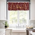 thumbnail image 3 of Merry Christmas Kitchen Curtains and Valances Set, Vintage Gold Xmas Tree Snowflakes Red Plaid Rod Pocket Window Valance Window Curtain Panels for Living Room Bedroom Laundry, 27.5x24in, 3 Pieces, 3 of 7