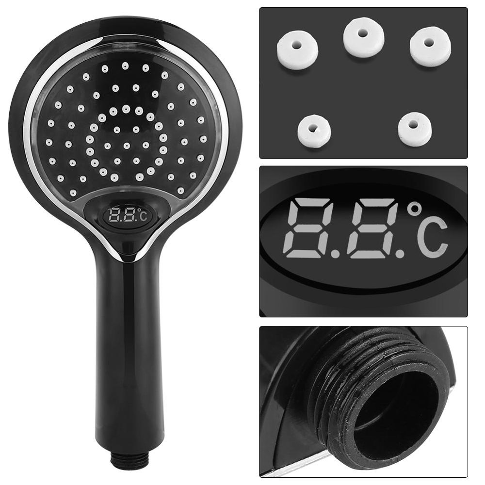 Tebru Digital Temperature Display Shower Spray Head, Temperature